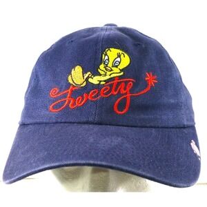 Vintage 1998 Warner Bros Studio Store Tweety Bird Navy Blue Baseball Hat Cap 90s